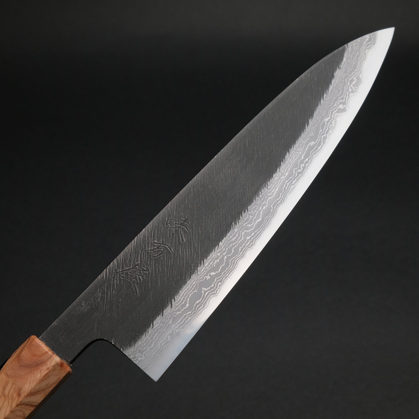 Ajikataya White #2 Matsuba Damascus Gyuto 210 Olive/ Resin Handle (#11)