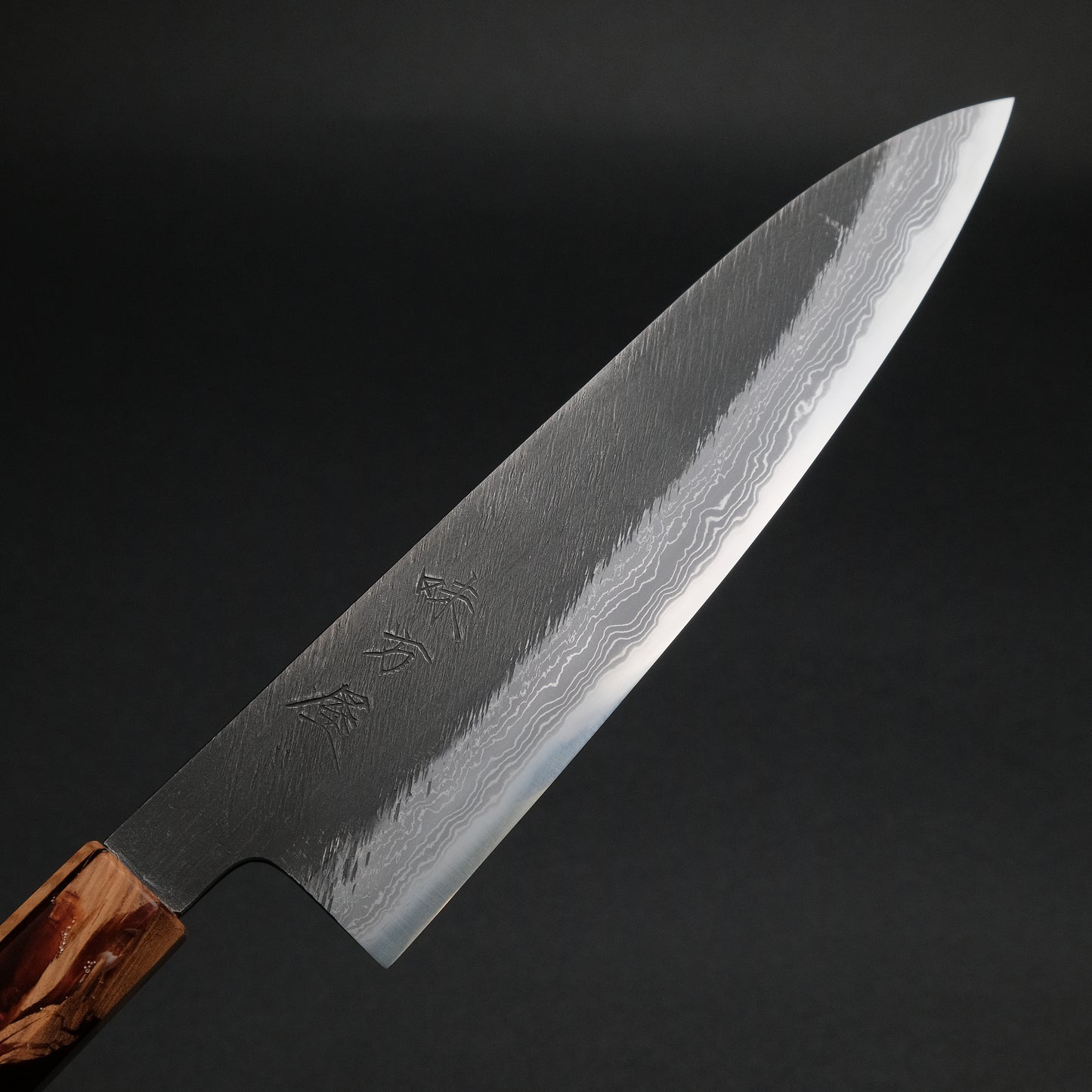 Ajikataya White #2 Matsuba Damascus Gyuto 210 Olive/ Resin Handle (#11)