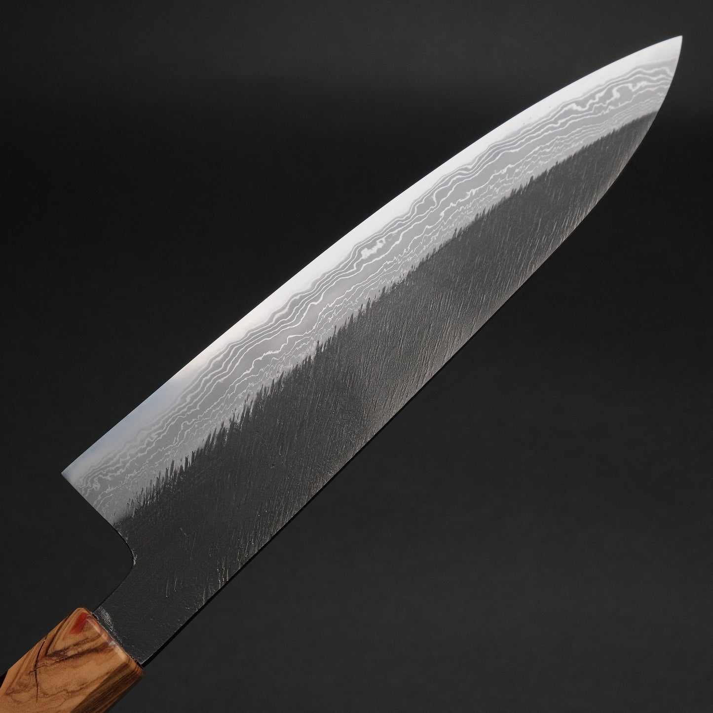 Ajikataya White #2 Matsuba Damascus Gyuto 210 Olive/ Resin Handle (#11)