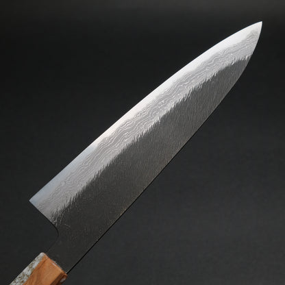 Ajikataya White #2 Matsuba Damascus Gyuto 210 Olive/ TQPRV Handle (#13)