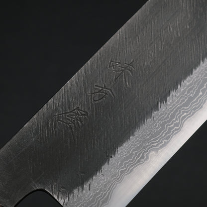 Ajikataya White #2 Matsuba Damascus Nakiri 180 Ebony x Stabilizedwood Handle (#15)