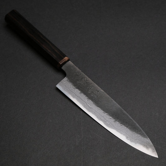 Ajikataya White #2 Matsuba Damascus Petty 150 Ebony x Stabilizedwood Handle (#29)