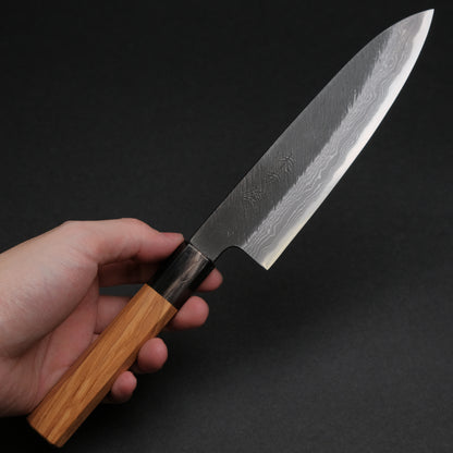 Ajikataya White #2 Matsuba Damascus Petty 150 Olive x Buffalo Horn Handle (#69)