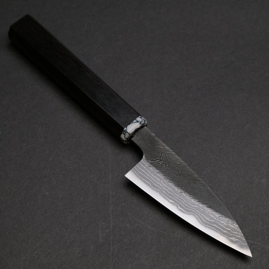 Ajikataya White #2 Matsuba Damascus Petty 80 Ebony/ TQ Handle (#34)