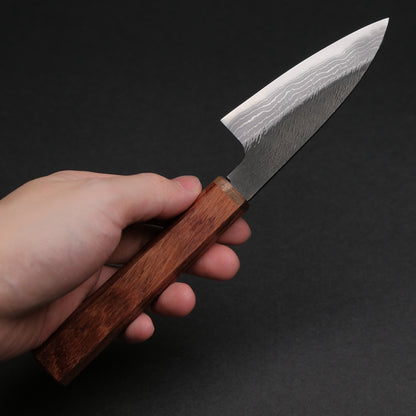 Ajikataya White #2 Matsuba Damascus Petty 80 Rosewood x Stabilizedwood Handle (#32)