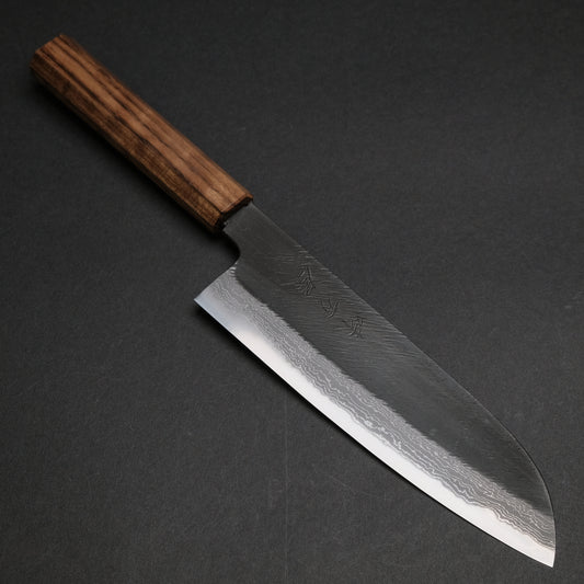 Ajikataya White #2 Matsuba Damascus Santoku 180 Obankole Handle (#22)