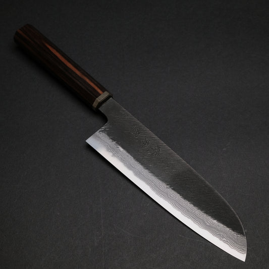 Ajikataya White #2 Matsuba Damascus Santoku 180 Olive x Stabilizedwood Handle (#21)