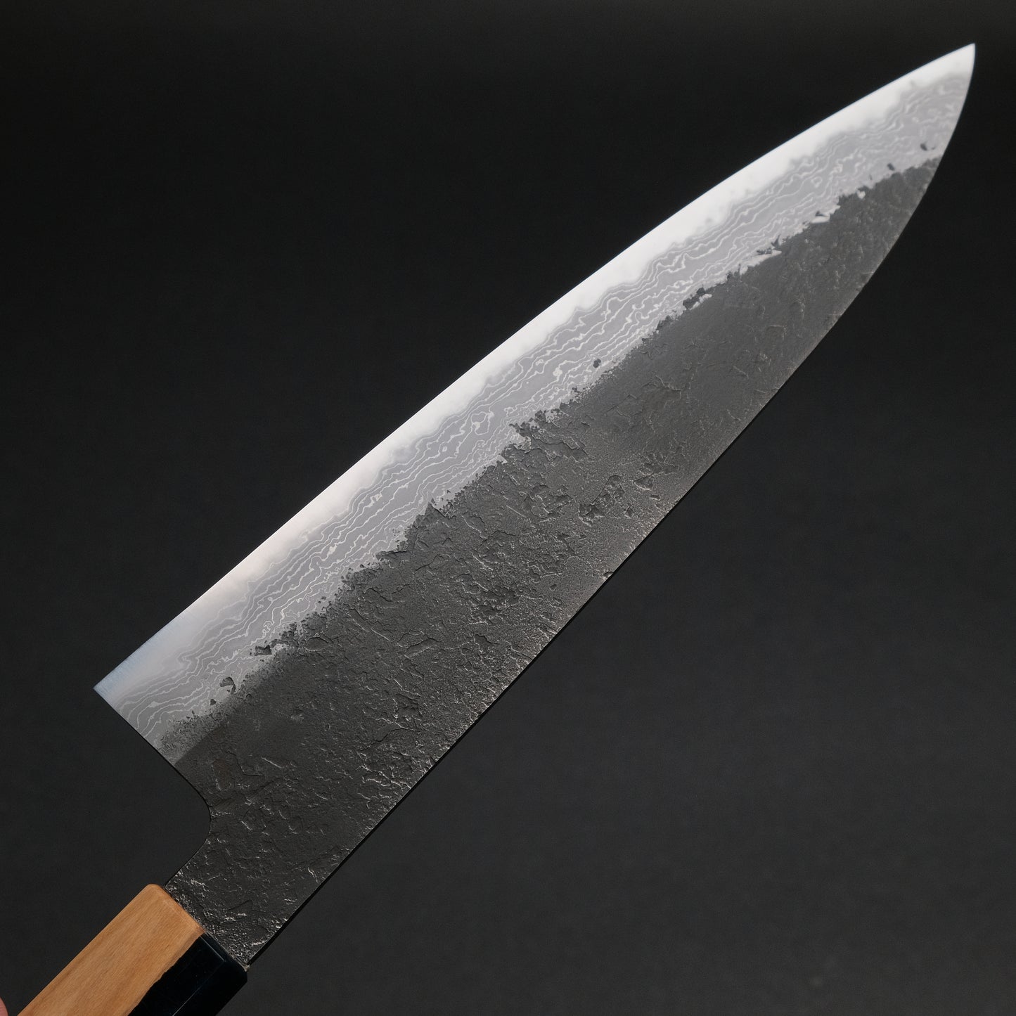 Ajikataya White #2 Nashiji Damascus Gyuto 210 Olive/ Resin Handle (#46)