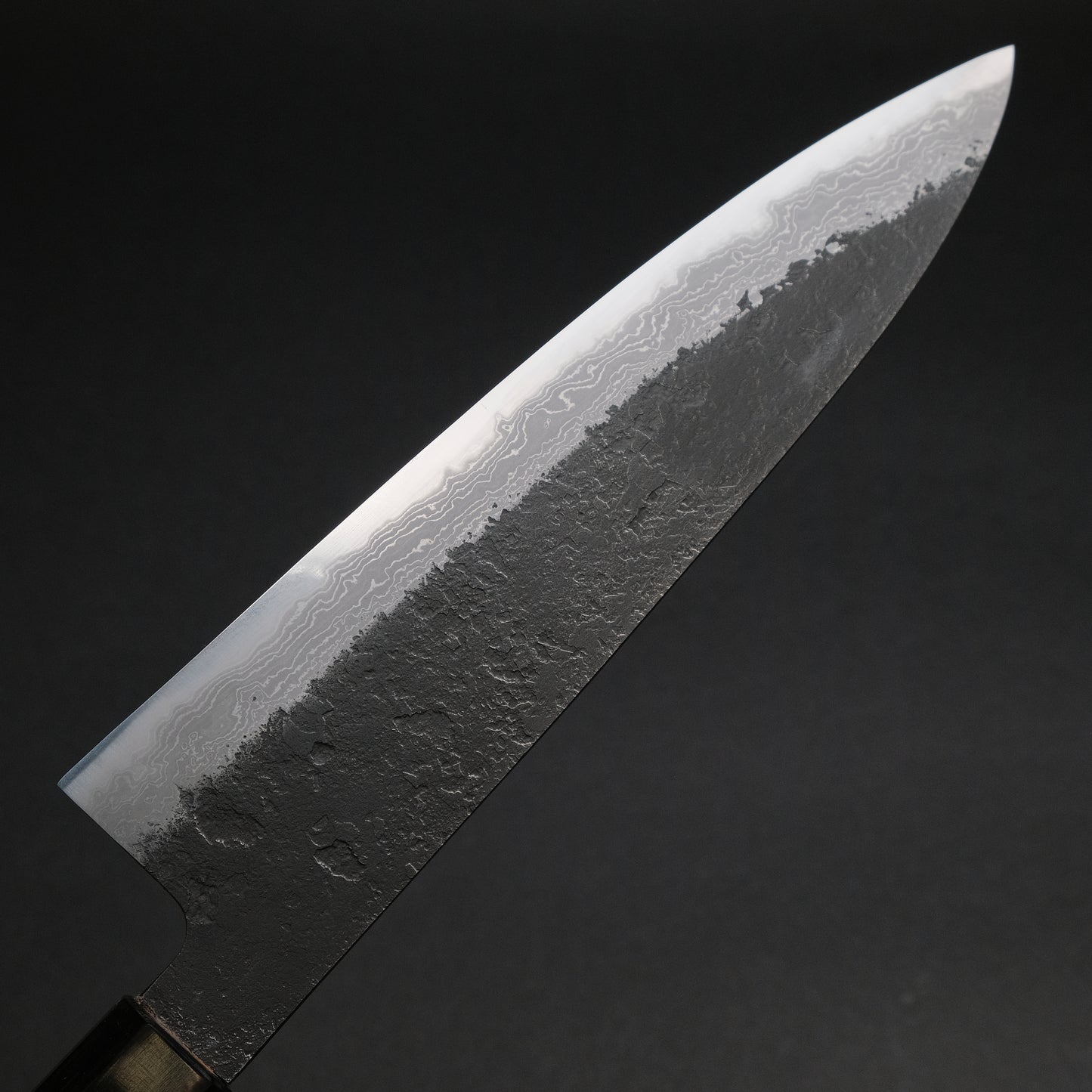 Ajikataya White #2 Nashiji Damascus Gyuto 210 Olive x Buffalo Horn Handle (#47)