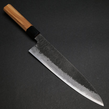 Ajikataya White #2 Nashiji Damascus Gyuto 210 Olive x Buffalo Horn Handle (#47)