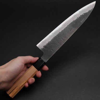 Ajikataya White #2 Nashiji Damascus Gyuto 210 Olive x Buffalo Horn Handle (#47)