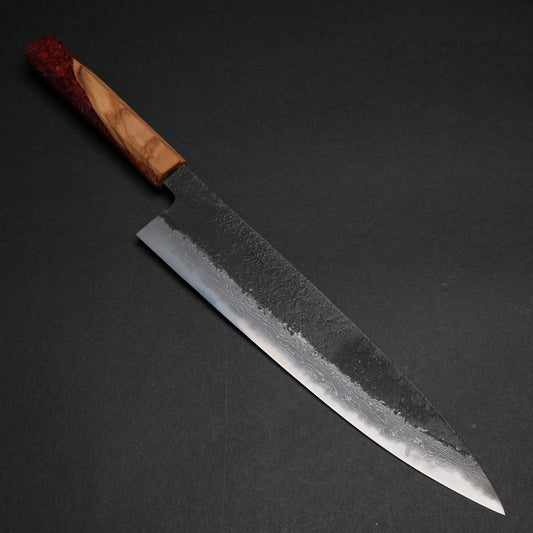 Ajikataya White #2 Nashiji Damascus Gyuto 240 Olive/ TQPRV Handle (#43)