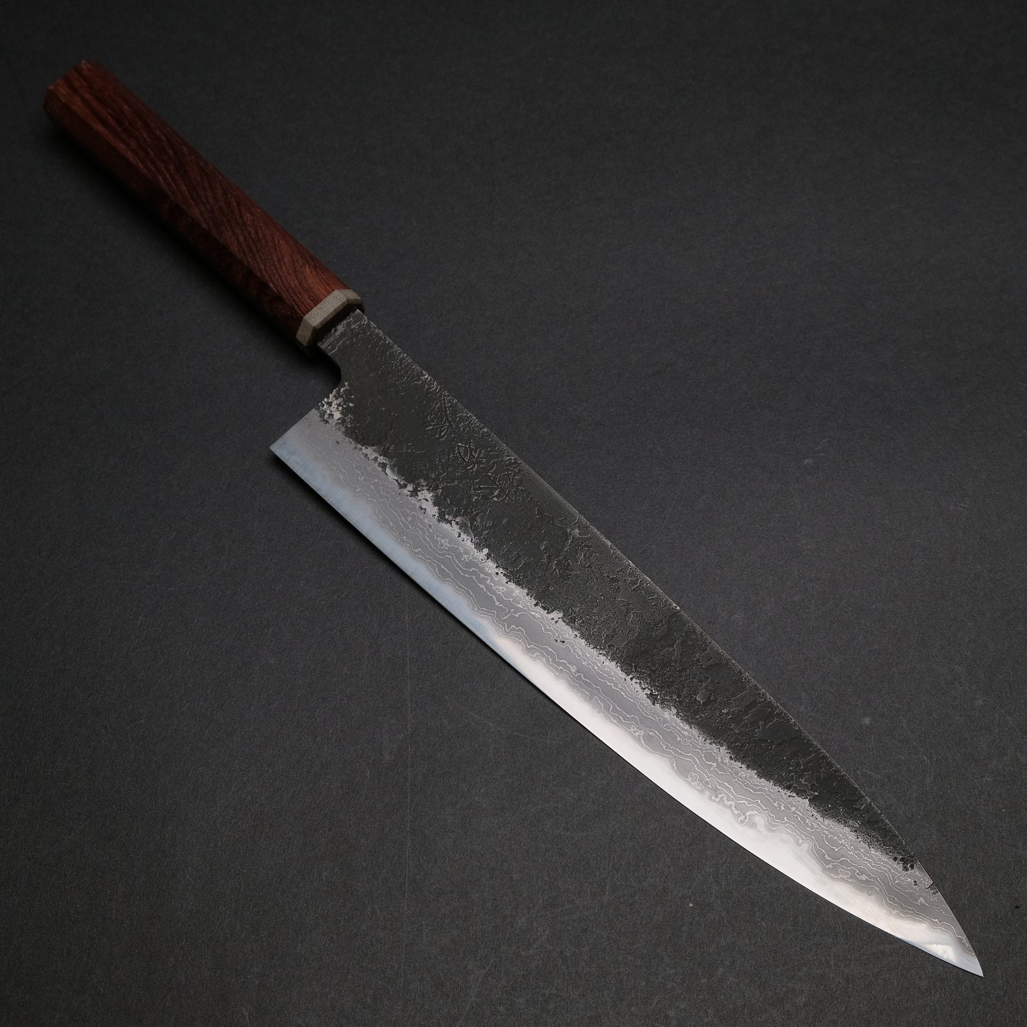 Ajikataya White #2 Nashiji Damascus Gyuto 240 Rosewood x Stabilizedwood Handle (#41)