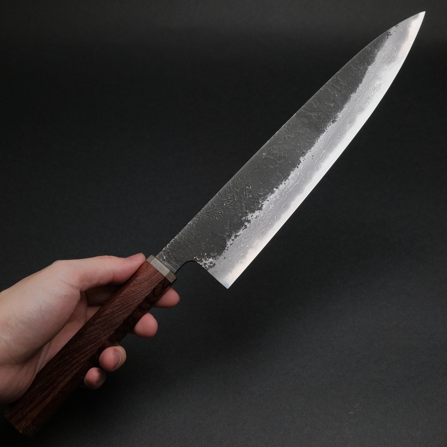 Ajikataya White #2 Nashiji Damascus Gyuto 240 Rosewood x Stabilizedwood Handle (#41)