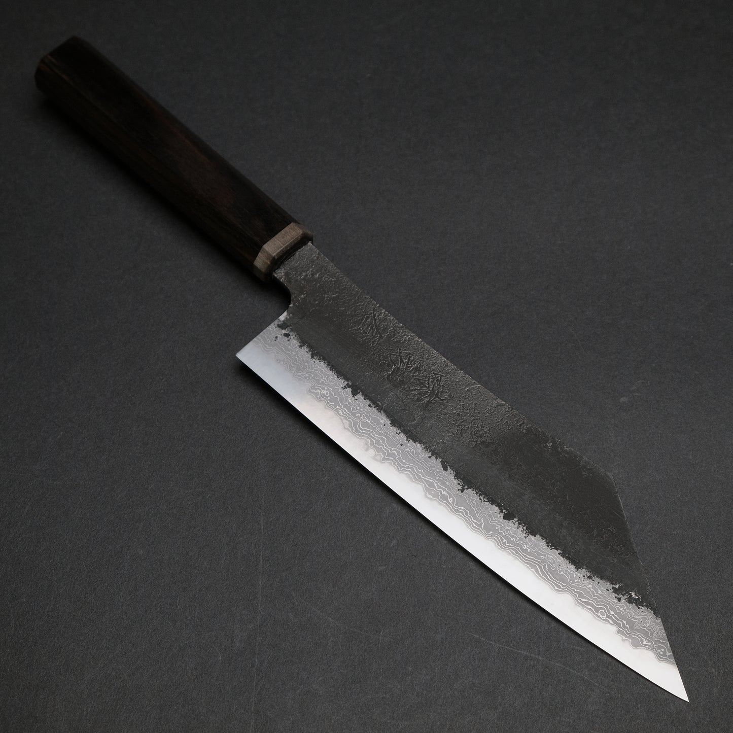 Ajikataya White #2 Nashiji Damascus Hakata 180 Ebony x Stabilizedwood Handle (#56)