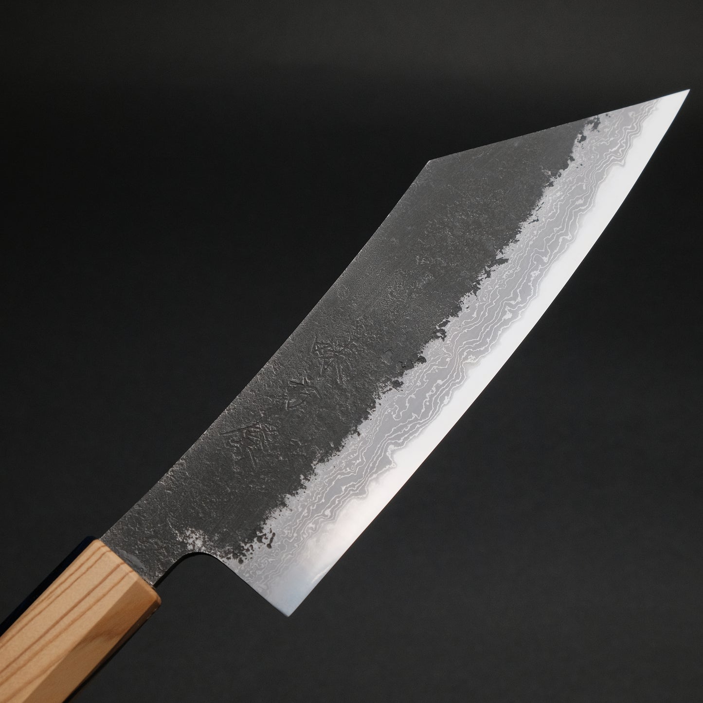 Ajikataya White #2 Nashiji Damascus Hakata 180 Olive/ Resin Handle (#55)