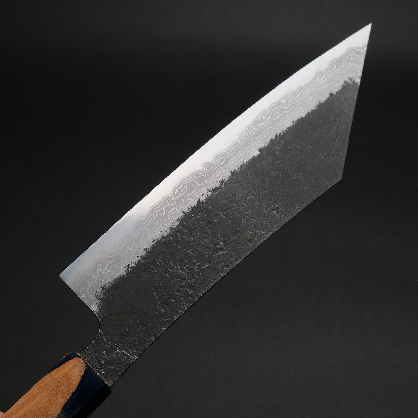 Ajikataya White #2 Nashiji Damascus Hakata 180 Olive/ Resin Handle (#55)