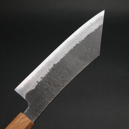 Ajikataya White #2 Nashiji Damascus Hakata 180 Olive/ TQRPV Handle (#57)