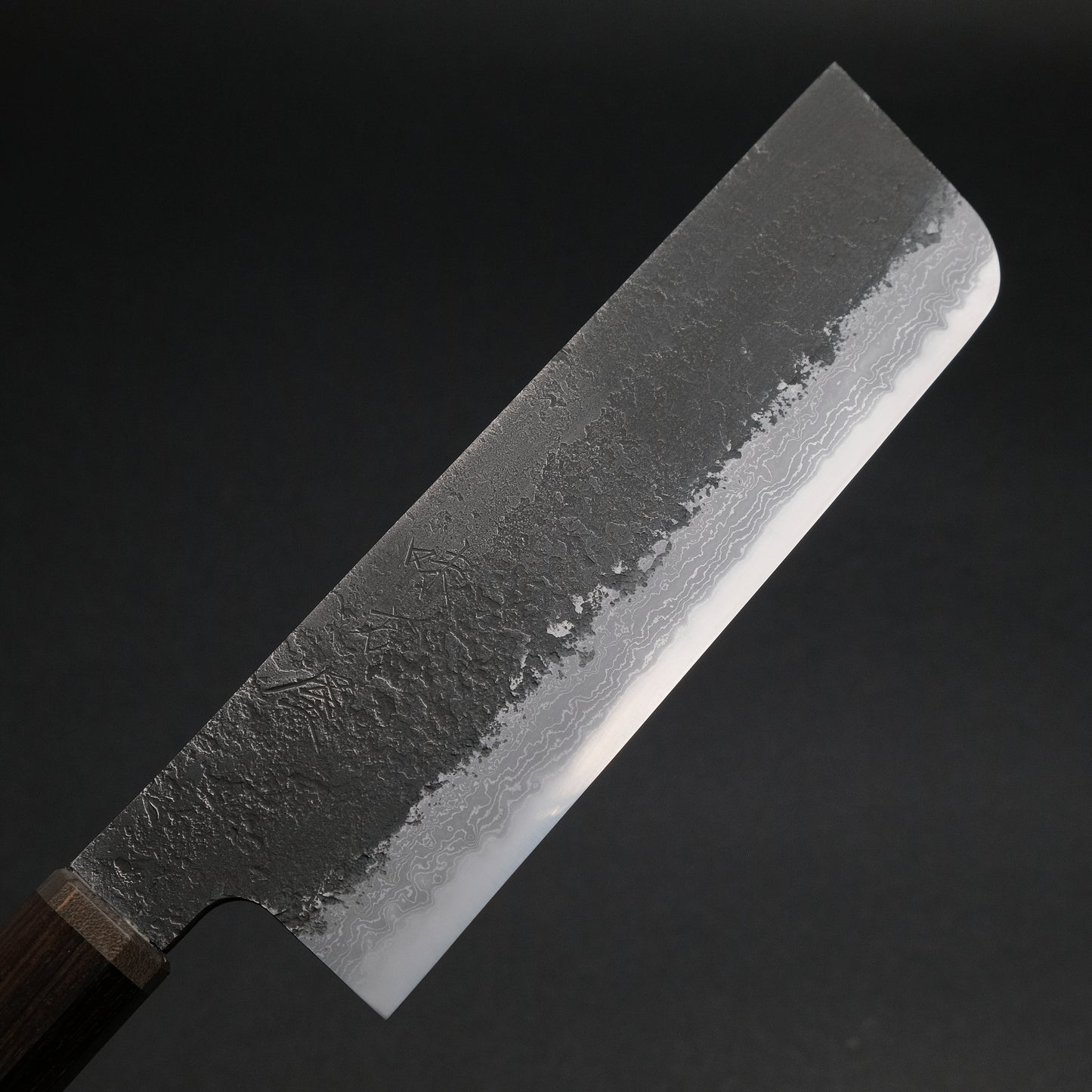 Ajikataya White #2 Nashiji Damascus Nakiri 180 Ebony x Stabilizedwood Handle (#53)