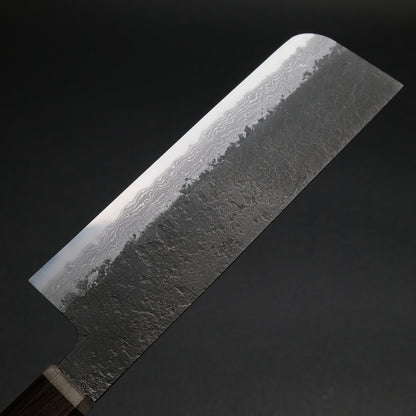 Ajikataya White #2 Nashiji Damascus Nakiri 180 Ebony x Stabilizedwood Handle (#53)