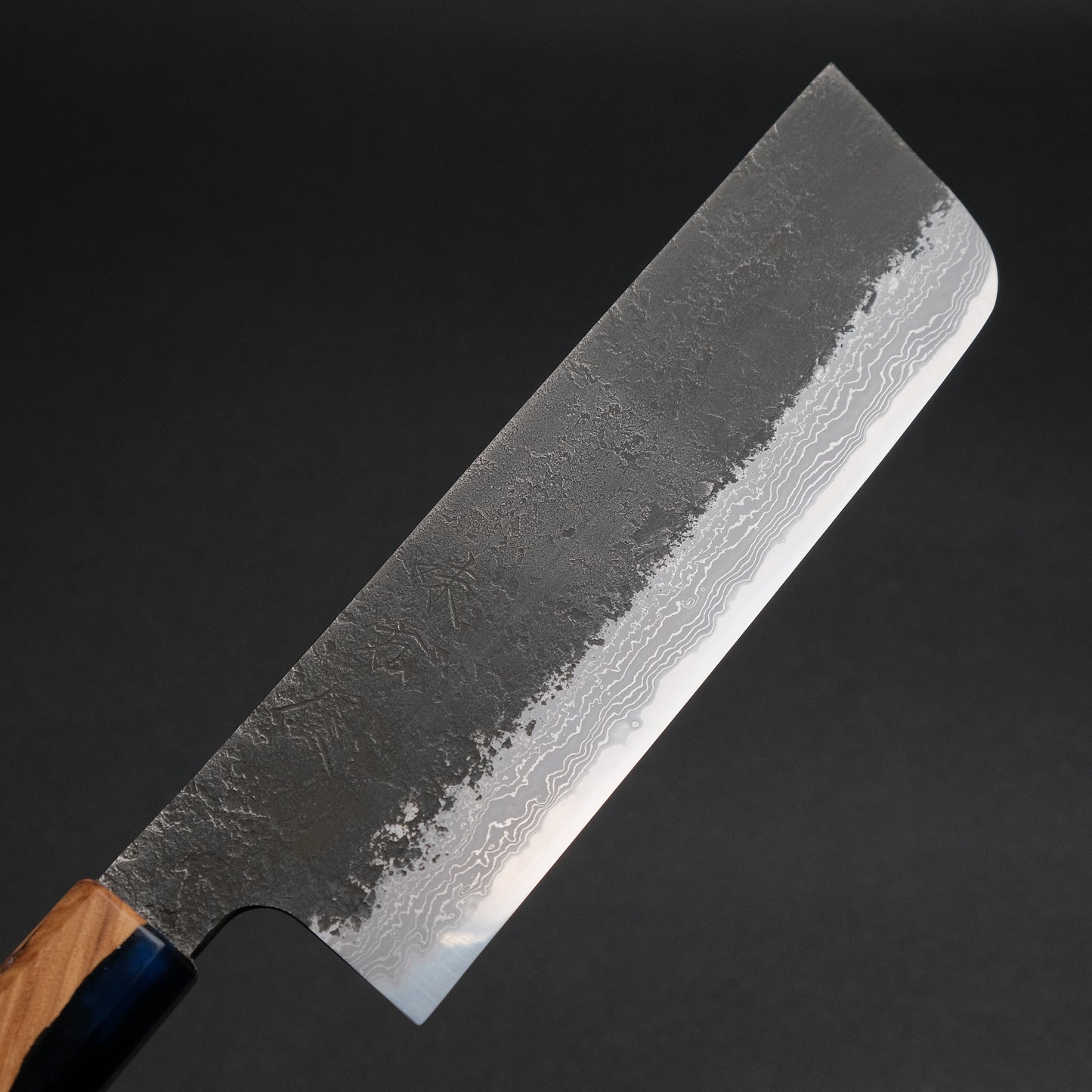 Ajikataya White #2 Nashiji Damascus Nakiri 180 Olive/ Resin Handle (#52)