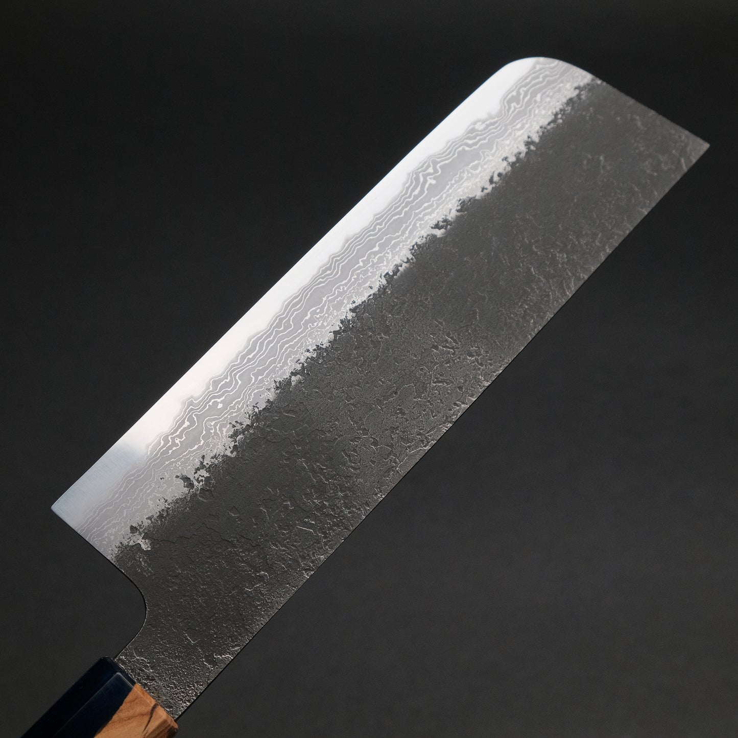 Ajikataya White #2 Nashiji Damascus Nakiri 180 Olive/ Resin Handle (#52)