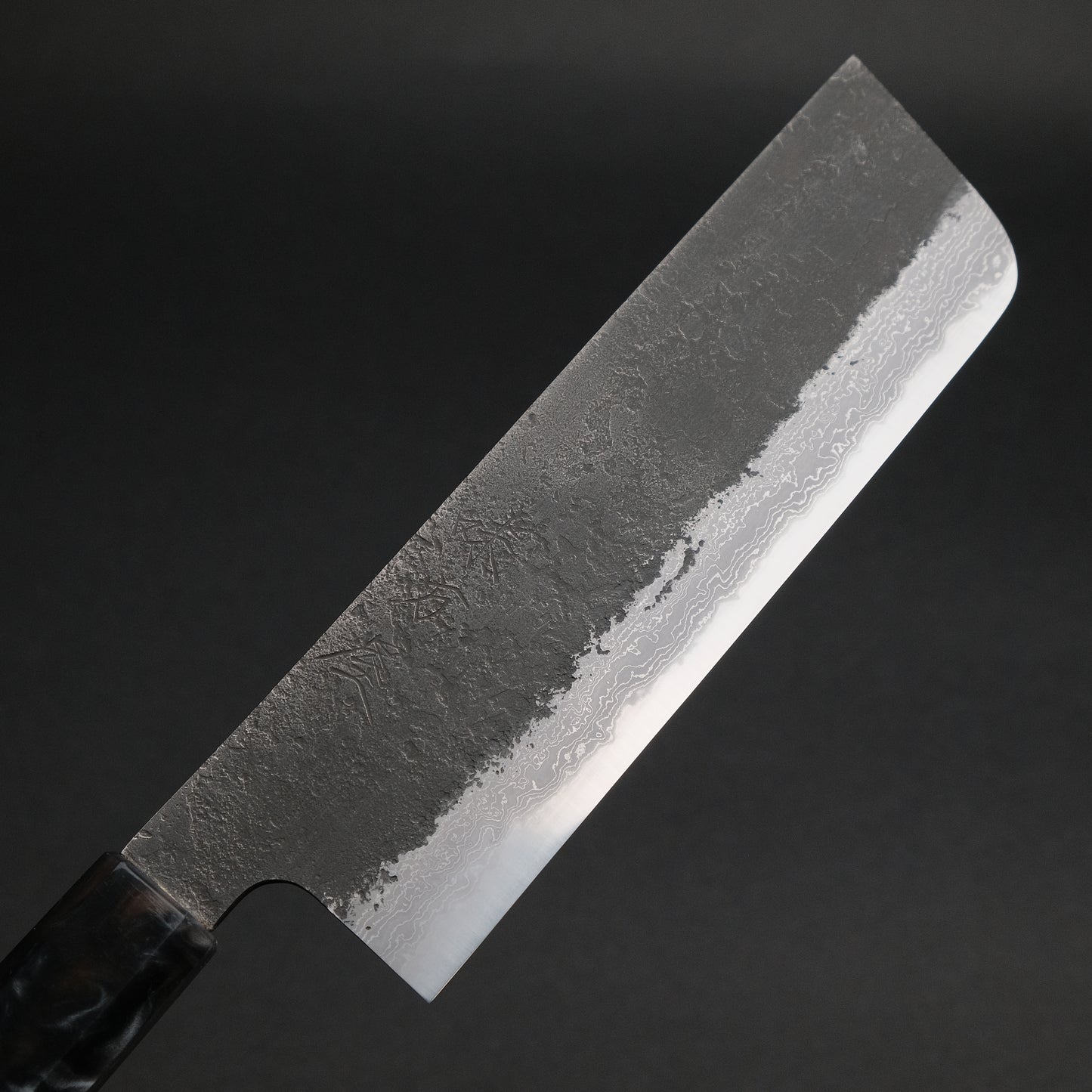 Ajikataya White #2 Nashiji Damascus Nakiri 180 Olive/ Resin Handle (#52)