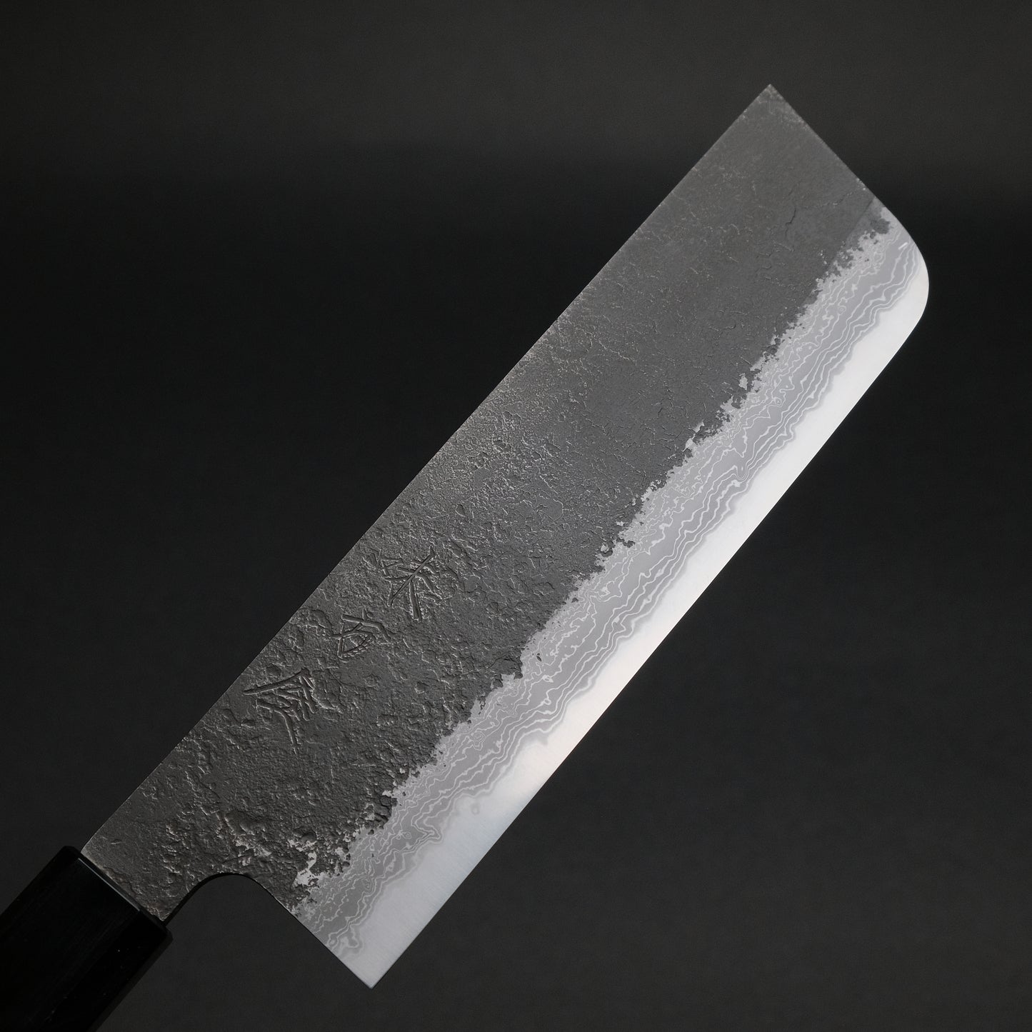 Ajikataya White #2 Nashiji Damascus Nakiri 180 Olive x Buffalo Horn Handle (#54)