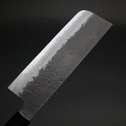 Ajikataya White #2 Nashiji Damascus Nakiri 180 Olive x Buffalo Horn Handle (#54)