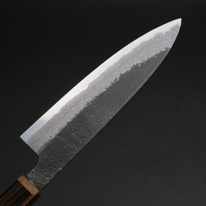 Ajikataya White #2 Nashiji Damascus Petty 150 Ebony x Stabilizedwood Handle (#61)