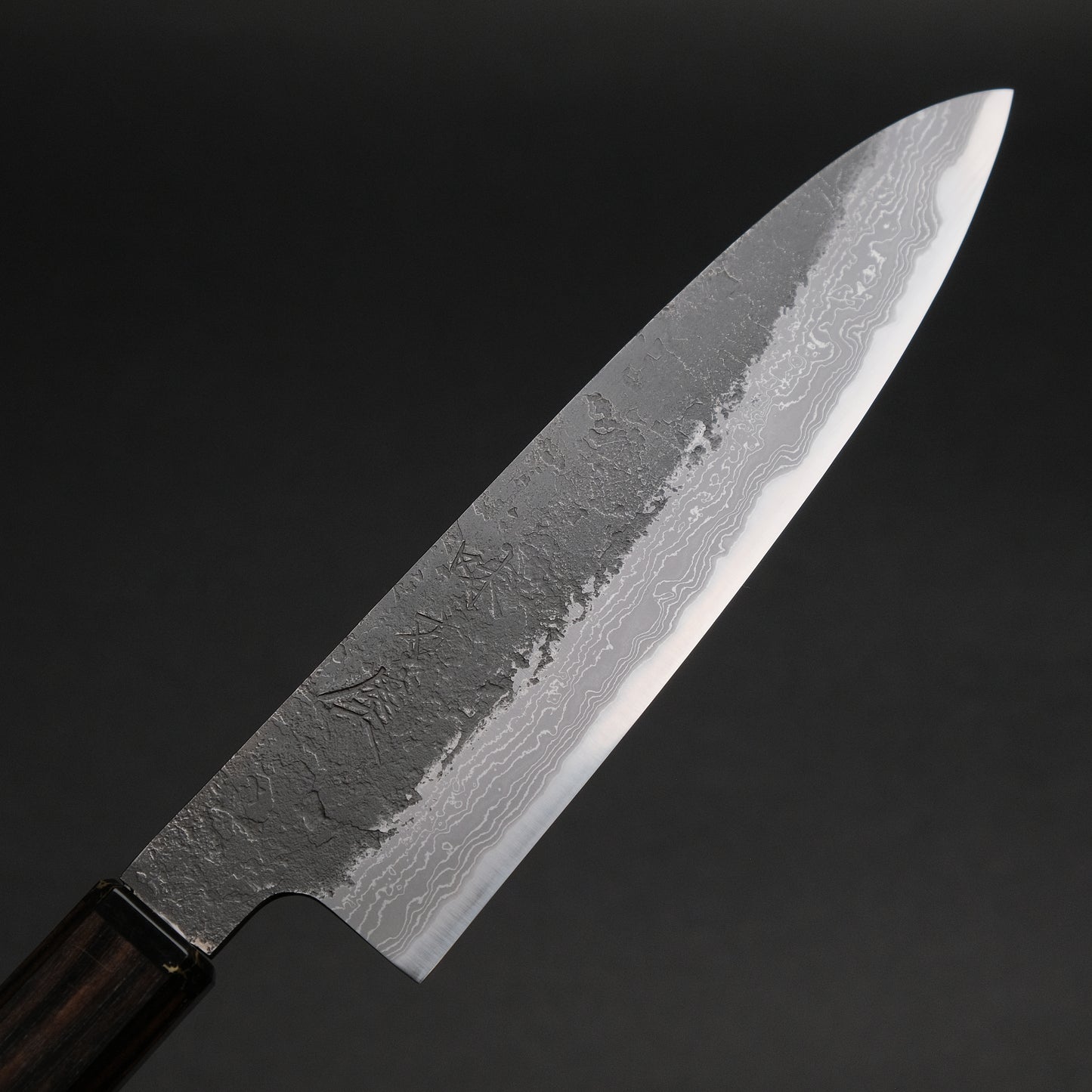 Ajikataya White #2 Nashiji Damascus Petty 150 Ebony x TQP Handle (#63)