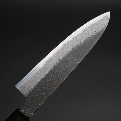 Ajikataya White #2 Nashiji Damascus Petty 150 Ebony x TQP Handle (#63)