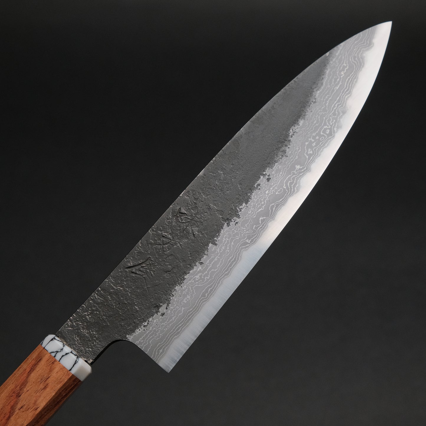 Ajikataya White #2 Nashiji Damascus Petty 150  Rosewood x TQ Handle (#60)