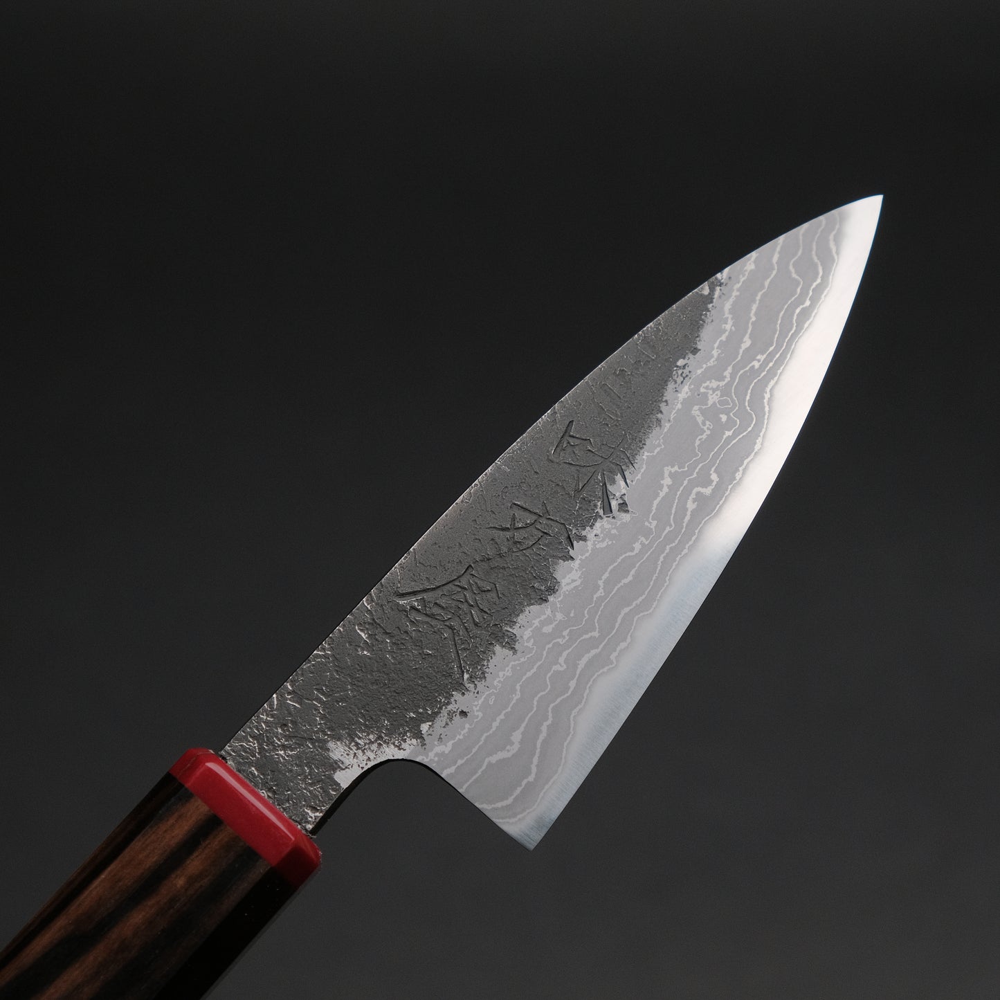 Ajikataya White #2 Nashiji Damascus Petty 85 Ebony x TQP Handle (#68)