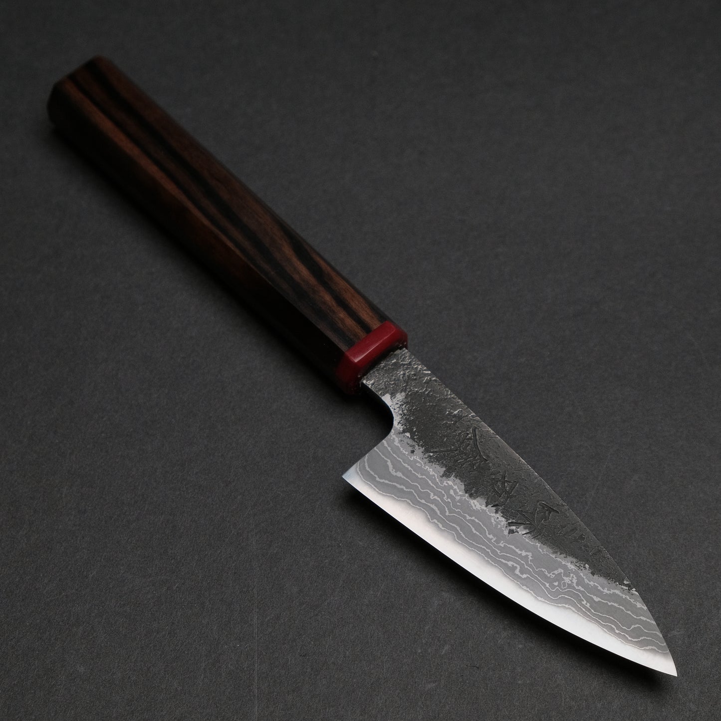 Ajikataya White #2 Nashiji Damascus Petty 85 Ebony x TQP Handle (#68)