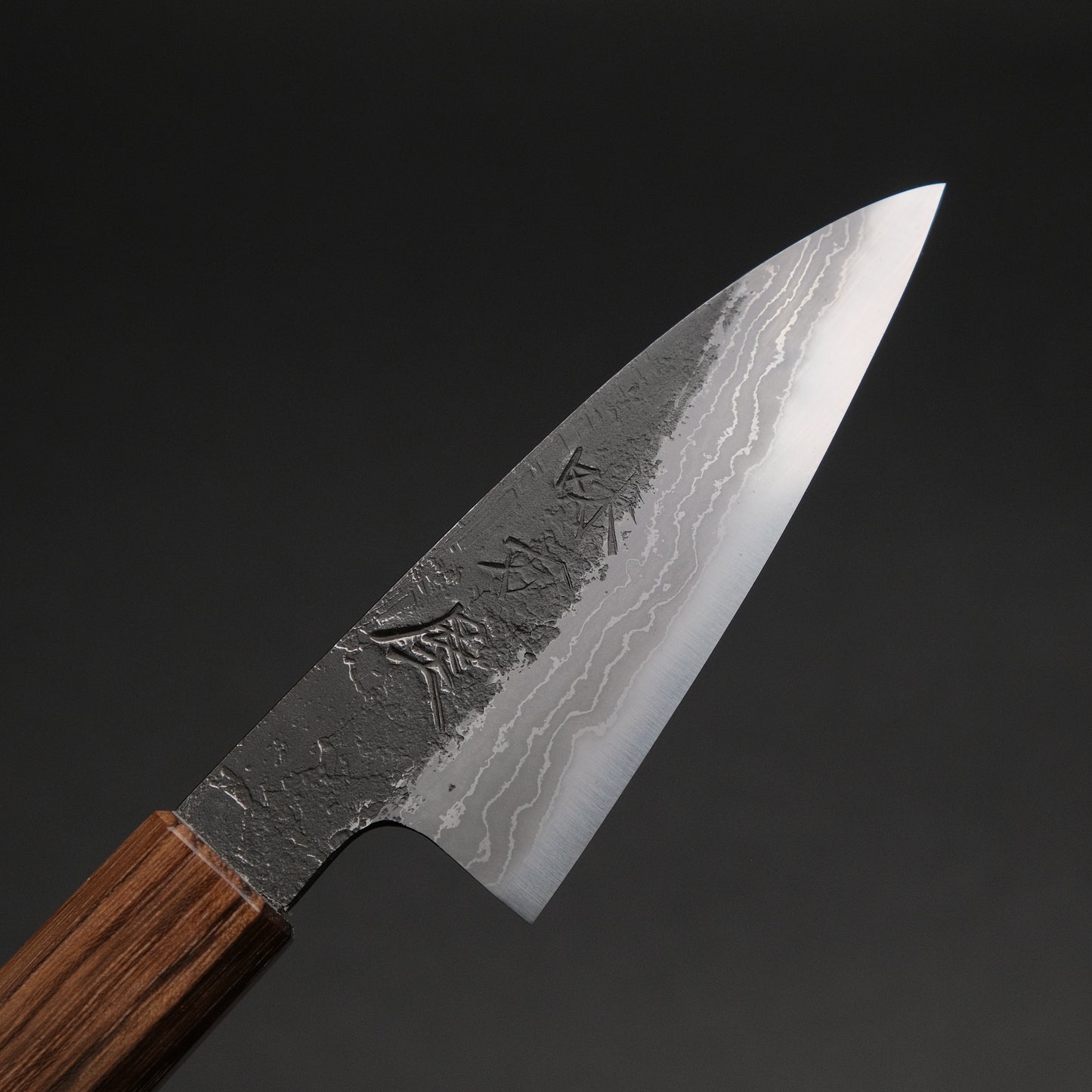 Ajikataya White #2 Nashiji Damascus Petty 85 Obankole Handle (#64)