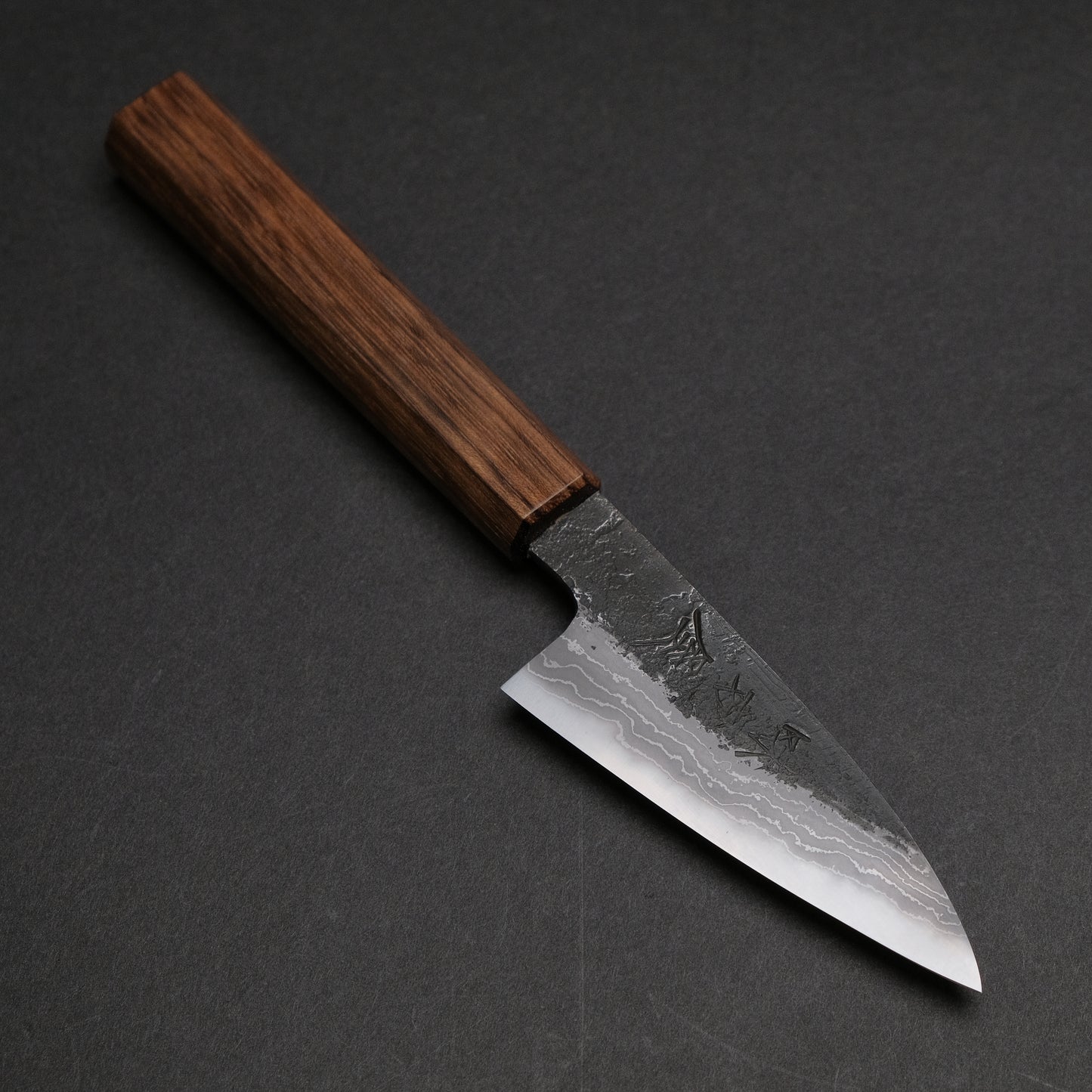 Ajikataya White #2 Nashiji Damascus Petty 85 Obankole Handle (#64)