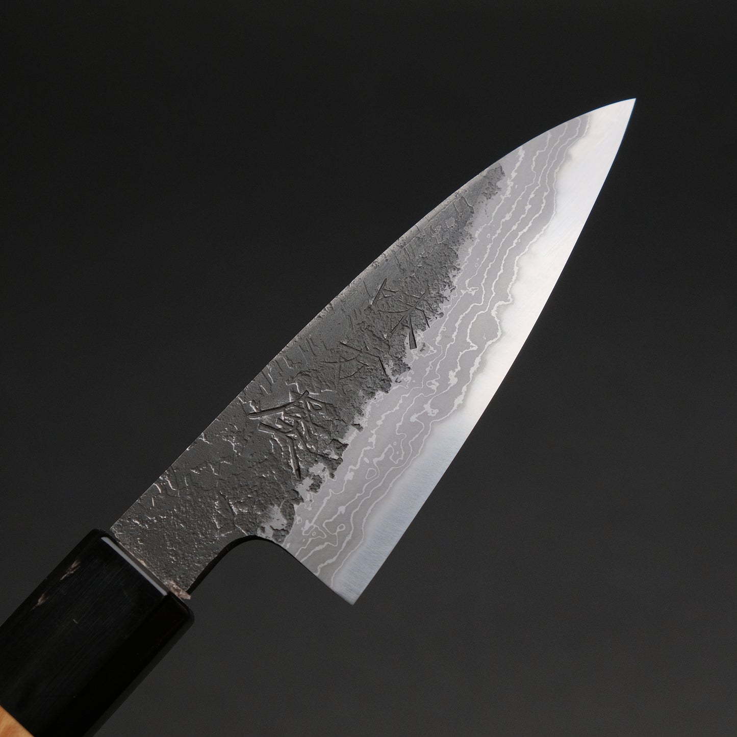 Ajikataya White #2 Nashiji Damascus Petty 85 Olive x Buffalo Horn Handle (#65)