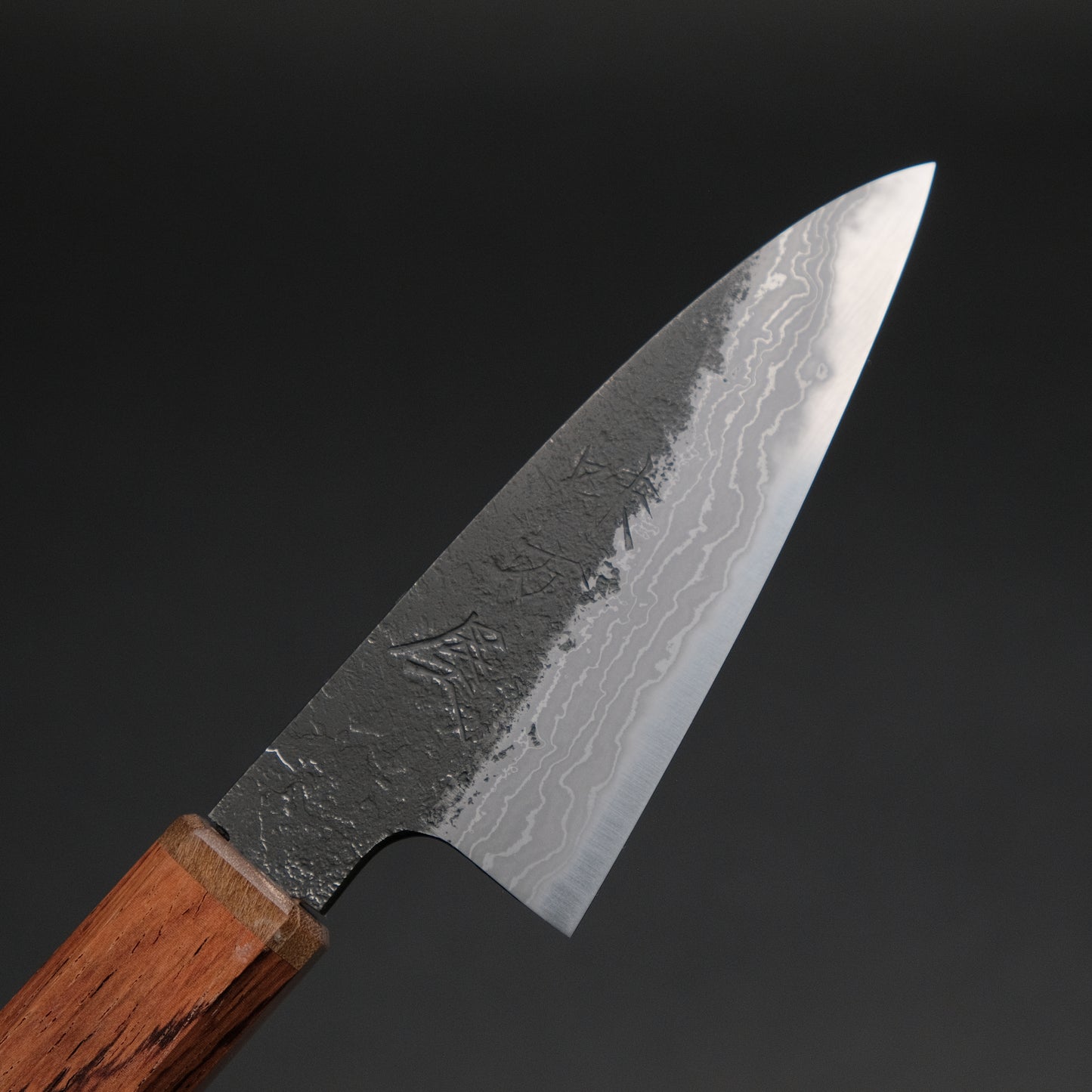 Ajikataya White #2 Nashiji Damascus Petty 85 Rosewood x Stabilizedwood Handle (#67)