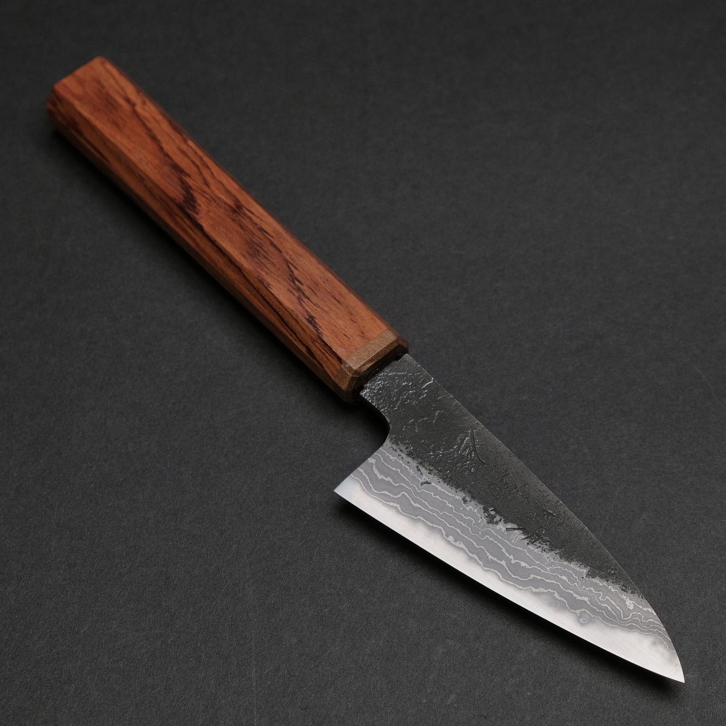 Ajikataya White #2 Nashiji Damascus Petty 85 Rosewood x Stabilizedwood Handle (#67)