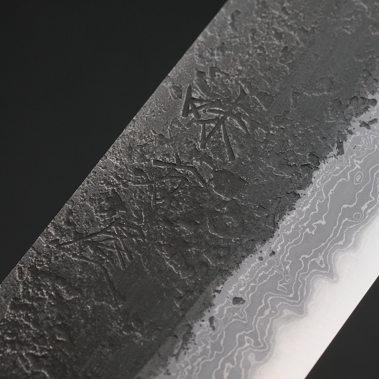 Ajikataya White #2 Nashiji Damascus Santoku 180 Olive/ Resin Handle (#49)