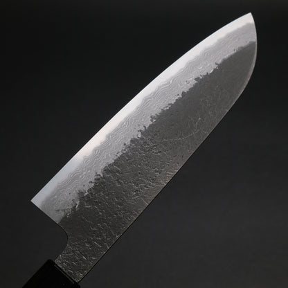 Ajikataya White #2 Nashiji Damascus Santoku 180 Olive x Buffalo Horn Handle (#51)