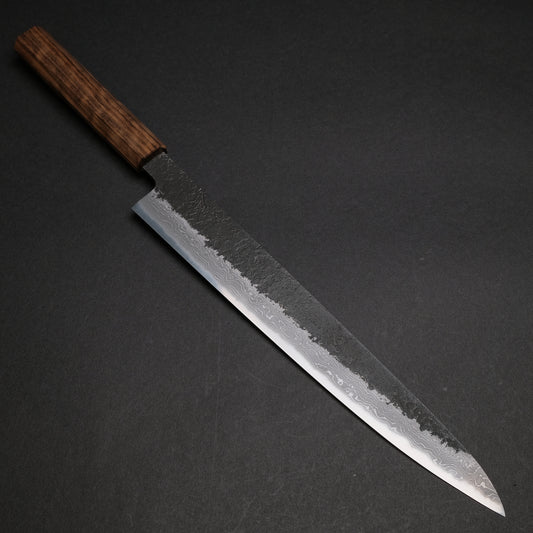 Ajikataya White #2 Nashiji Damascus Sujihiki 270 Obankole Handle (#37)