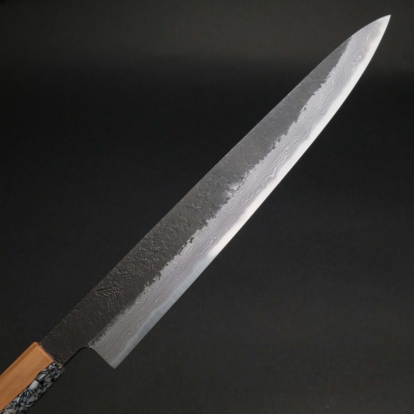 Ajikataya White #2 Nashiji Damascus Sujihiki 270 Olive/ TQRV Handle (#36)