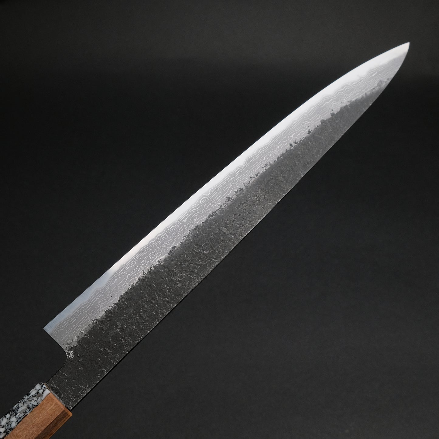 Ajikataya White #2 Nashiji Damascus Sujihiki 270 Olive/ TQRV Handle (#36)