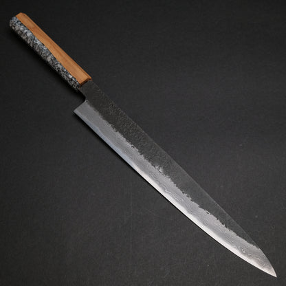 Ajikataya White #2 Nashiji Damascus Sujihiki 270 Olive/ TQRV Handle (#36)