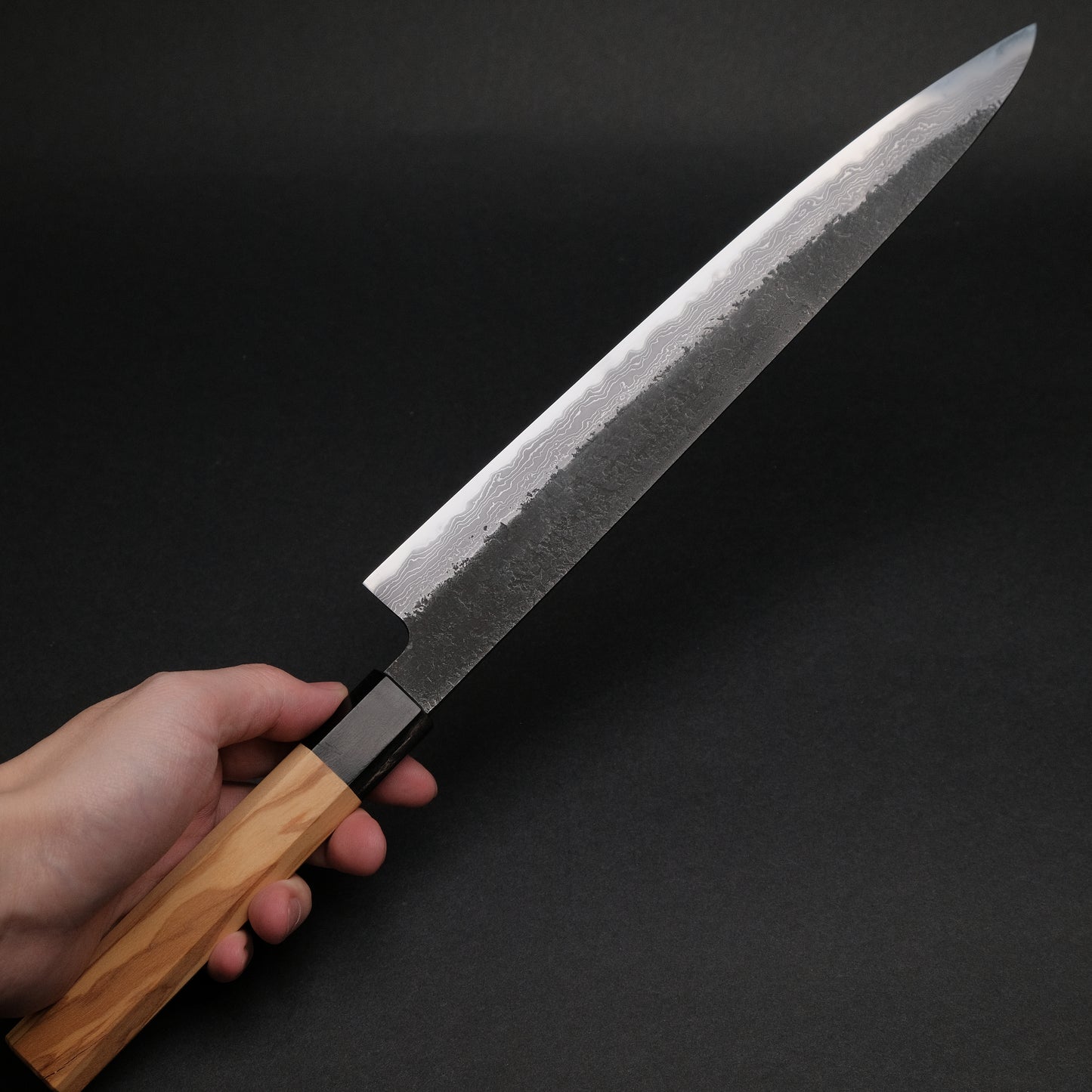 Ajikataya White #2 Nashiji Damascus Sujihiki 270 Olive x Buffalo Horn Handle (#35)