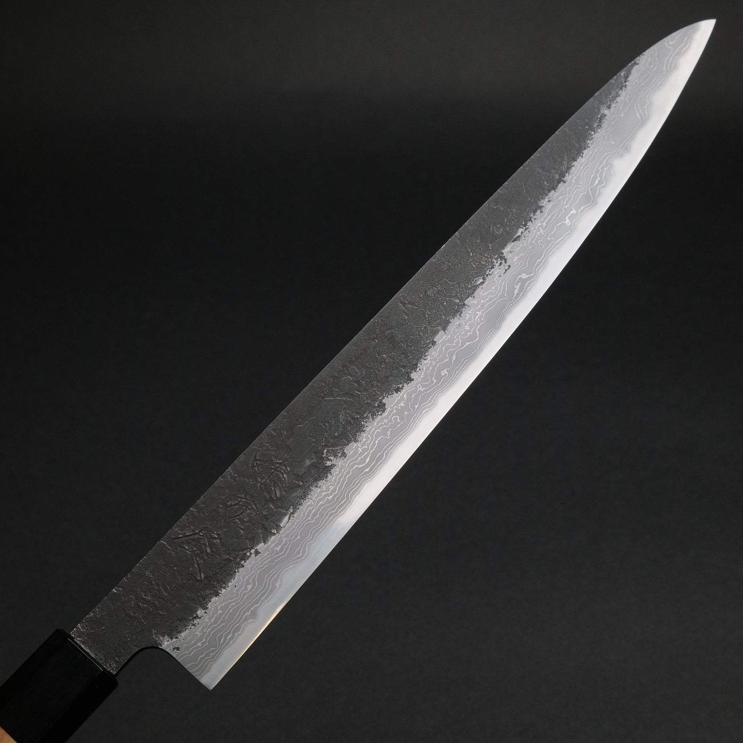 Ajikataya White #2 Nashiji Damascus Sujihiki 270 Olive x Buffalo Horn Handle (#35)