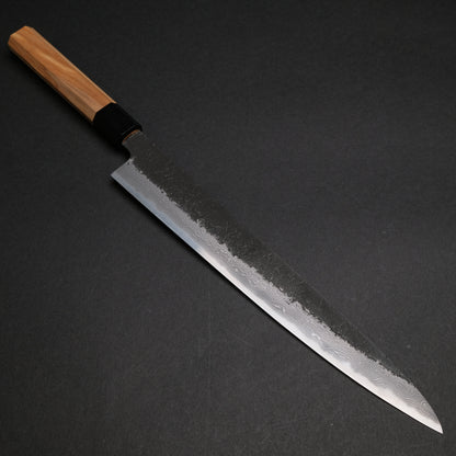 Ajikataya White #2 Nashiji Damascus Sujihiki 270 Olive x Buffalo Horn Handle (#35)