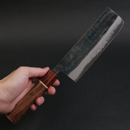 Hitohira Echizen NB White #2 Kurouchi Damascus Nakiri 165mm Walnut Handle (Rengas Ferrule)